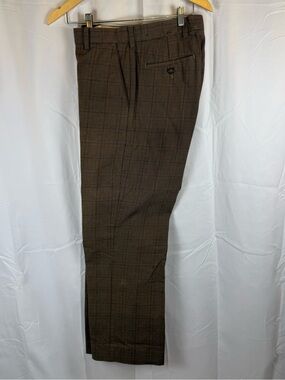 Nick(it) Brown Glen Plaid Dress Pants 32x30 Slim Fit Wool Blend